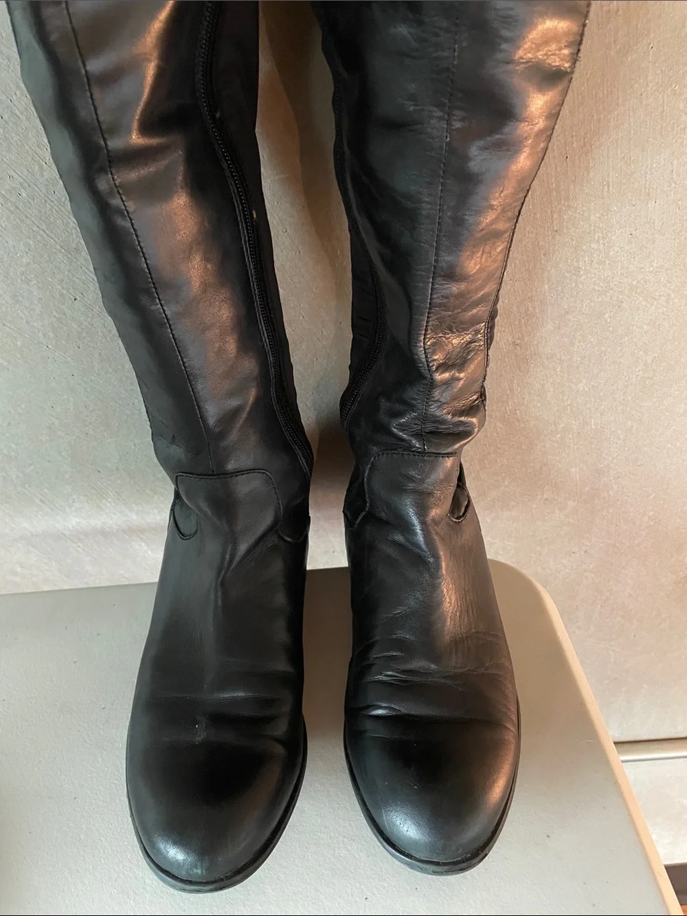 Franco Sarto Black Glove-Leather Over-The-Knee Boots
